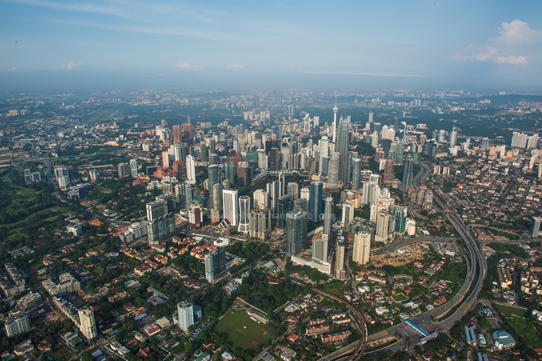 Aerial view of  early morning  Kuala Lumpur skyline