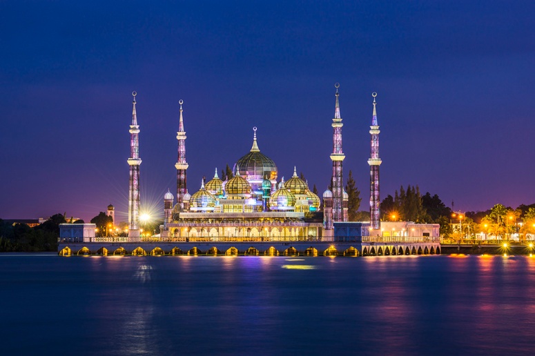 sunset at krystal mosque Kuala Terengganu, Malaysia